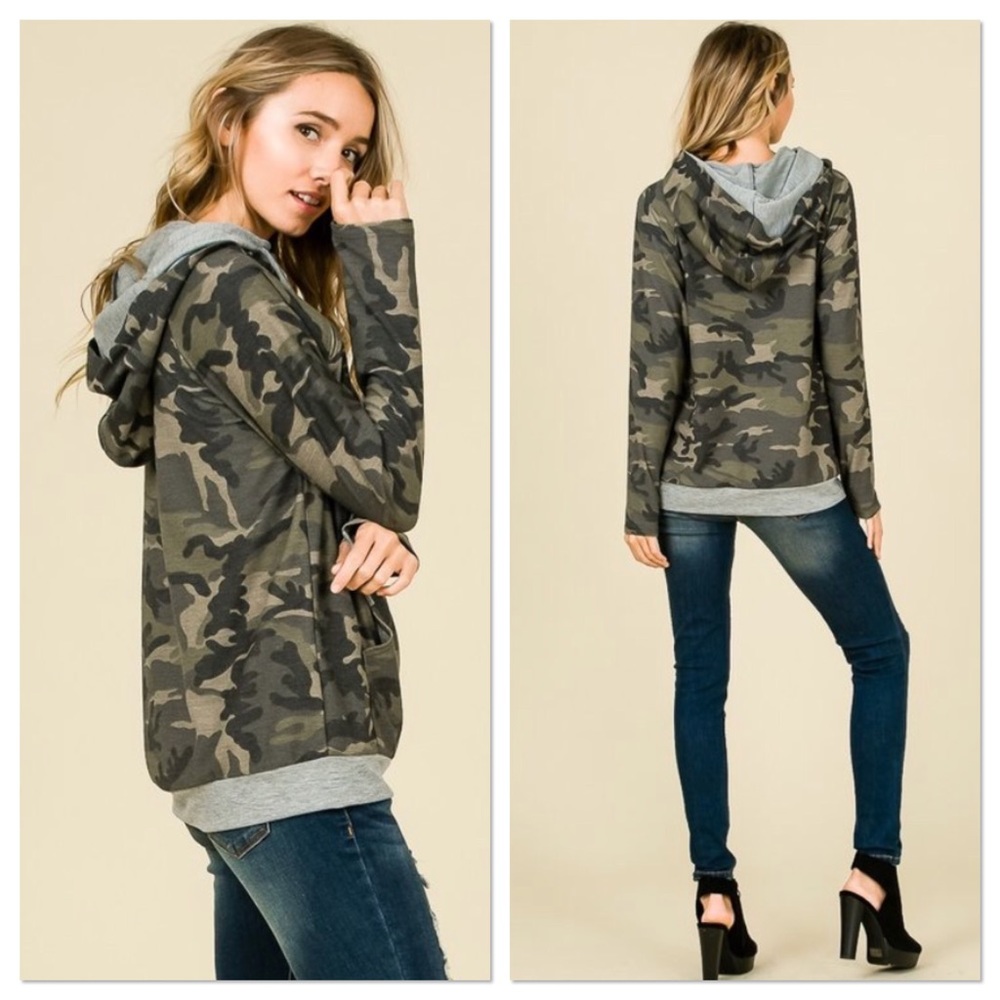 LAST 1! Camo Side Zip Hoodie - Picture 3 of 4